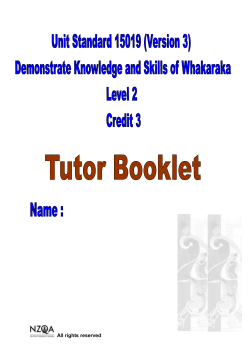 Unit Standard 15019 - Demonstrate knowledge and skills of