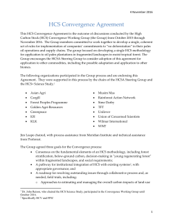 HCS Convergence Agreement - High Carbon Stock Approach