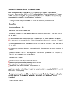 Section 10 &ndash; Leasing Bonus Incentive Program Only communities