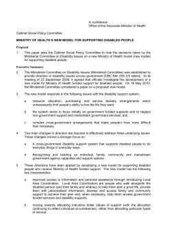 Ministry of Health`s new model for supporting disabled people