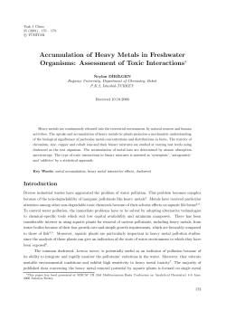 Accumulation of Heavy Metals in Freshwater Organisms