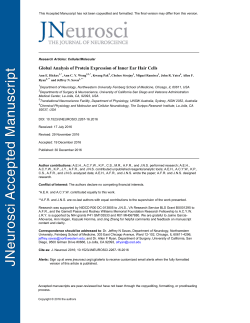 Global Analysis of Protein Expression of Inner Ear Hair Cells
