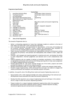 BEng (Hons) Audio and Acoustic Engineering Programme
