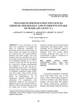 potassium fertilization influences growth, physiology and nutrients