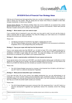 2015/2016 End of Financial Year Strategy Ideas
