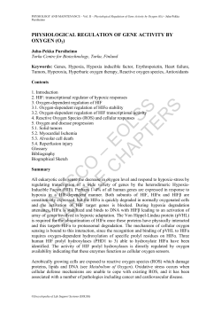 Physiological Regulation of Gene Activity by Oxygen (O2)