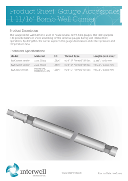 Product Sheet: Gauge Accessories 1 11/16&rdquo; Bomb Well Carrier