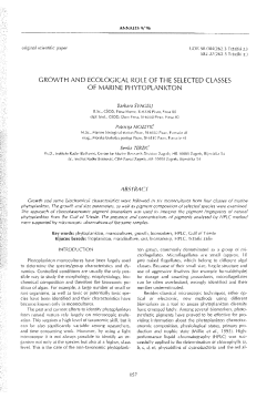 growth and ecological role of the selected classes of marine