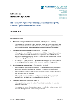 Hamilton City Council NZ Transport Agency`s Funding Assistance
