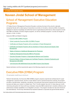 Executive MBA Core Curriculum: 30 semester credit hours