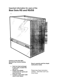 Important information for users of the Baxi Solo RS and RS/SS