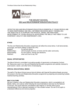 THE MOUNT SCHOOL SEX and RELATIONSHIP EDUCATION