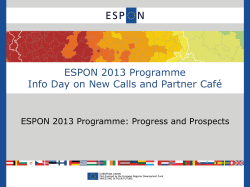 ESPON 2013 Programme: Progress and Prospects