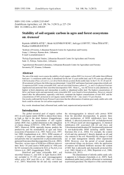 Stability of soil organic carbon in agro and forest ecosystems on