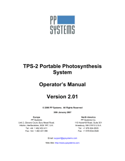 TPS-2 Portable Photosynthesis System Operator`s Manual