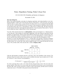 Notes: Hypothesis Testing, Fisher`s Exact Test