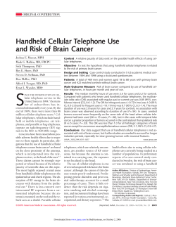 Handheld Cellular Telephone Use and Risk of Brain Cancer