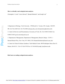Lortie etal meta-analysis for ecologists revised