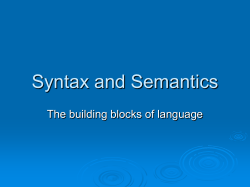Syntax and Semantics
