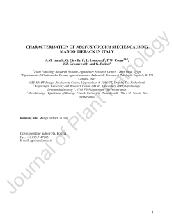 Journal of Plant Pathology - Westerdijk Fungal Biodiversity Institute