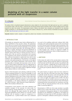 Modeling of the light transfer in a water column polluted with oil