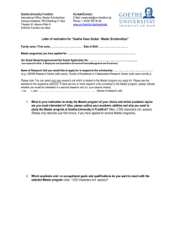 Letter of motivation for - Goethe University Frankfurt