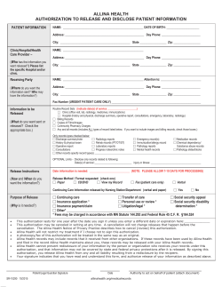 Authorization for disclosure of health information form