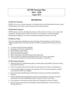 KVMR Strategic Plan 2014 &ndash; 2018 Introduction