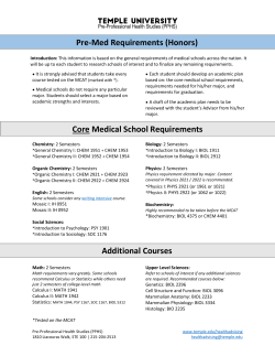 Pre-Med Requirements (Honors) Core Medical