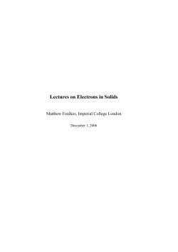 Lectures on Electrons in Solids - Imperial College Condensed