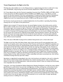 Tenant Organizing for the Right to the City Working class urban