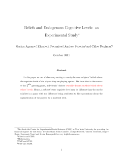 Beliefs and Endogenous Cognitive Levels: an Experimental Study
