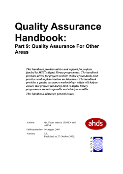 Quality Assurance Handbook