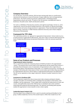 Company Overview: For over 40 years, The Pacific Institute, (TPI