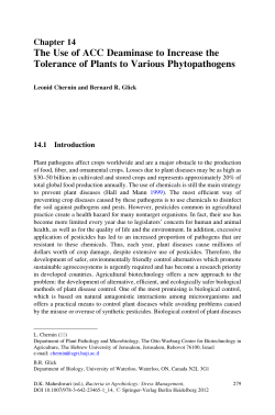 The Use of ACC Deaminase to Increase the Tolerance of Plants to