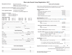 Blue Lake Suzuki Camp Registration: 2017