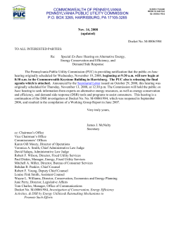 Secretarial Letter - Pennsylvania Public Utility Commission