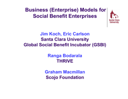 Business (Enterprise) Models for Social Benefit Enterprises