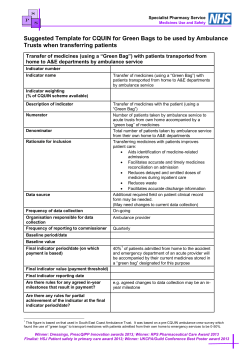Suggested Template for CQUIN for Green Bags to be used by