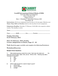 3 rd February, 2015, Tuesday Topic: Adaptations in Plants Page