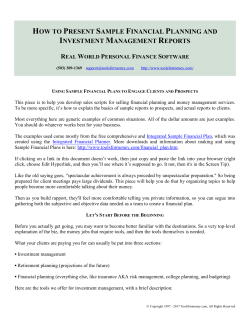 How to Market and Present Sample Financial Plans.