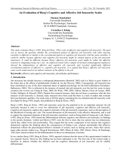 An Evaluation of Borg`s Cognitive and Affective Job Insecurity Scales