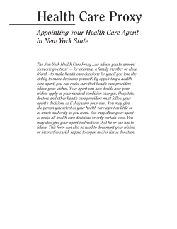 Health Care Proxy- Appointing Your Health Care Agent in New York