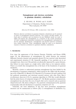 Entanglement and electron correlation in quantum chemistry