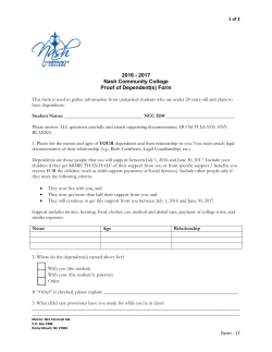 2016 - 2017 Nash Community College Proof of Dependent(s) Form