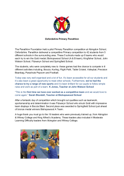 Oxfordshire Primary Panathlon The Panathlon Foundation held a