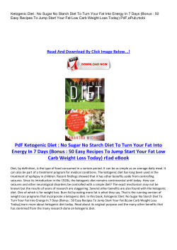 PdF Ketogenic Diet : No Sugar No Starch Diet To Turn Your Fat Into