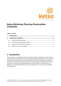 Workshop Planning Practicalities Checklists