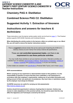 OCR GCSE Science Chemistry A and B PAG 4: Distillation