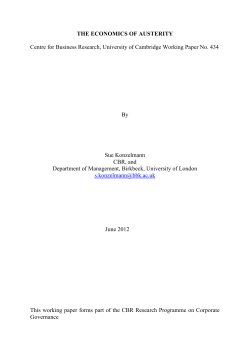 THE ECONOMICS OF AUSTERITY Centre for Business Research